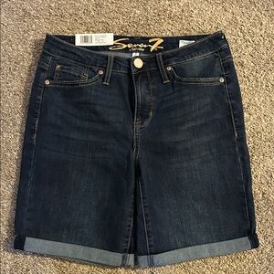 Seven7 Indigo Rolled-Hem Denim Bermuda Shorts
